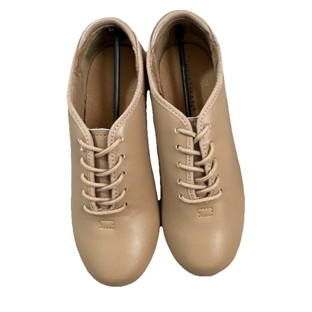Weissman Tap Shoes Childs Size 1YM Style‎ W1600 Caramel Lace UP Rubber Sole New